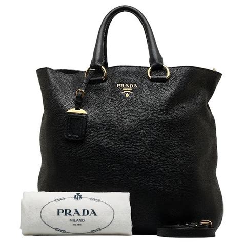 Prada Vitello Daino Tote in Black, Calfskin 